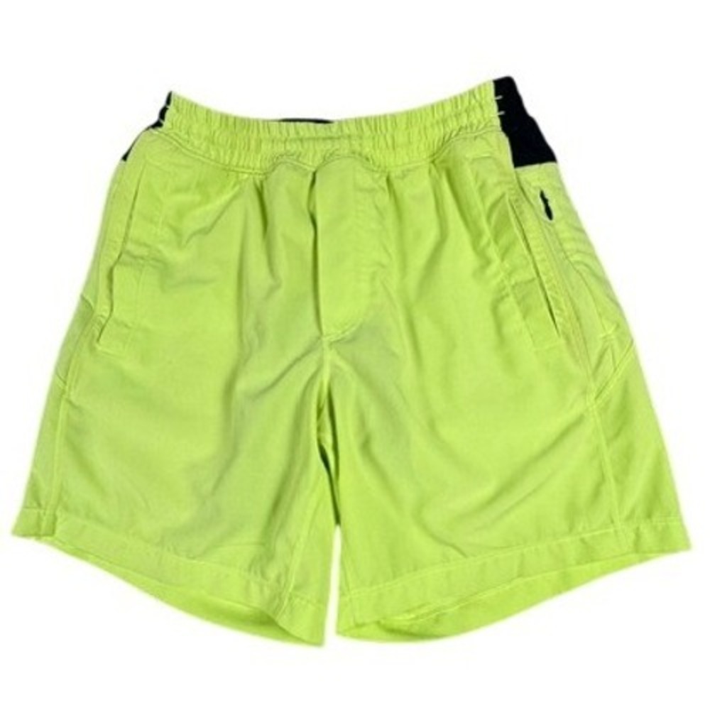 Birddogs Gym Shorts Mens Small Neon Yellow Navy Blue Built-in Liner Activewear
